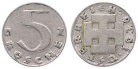 1. Republik 1918 - 1933 - 1938
 5 Groschen 1936 Wien vz