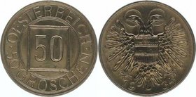 1. Republik 1918 - 1933 - 1938
 50 Groschen 1934 Nachtschilling. Wien f.stgl