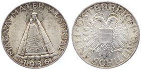 1. Republik 1918 - 1933 - 1938
 5 Schilling 1936 Wien stgl