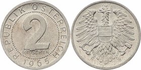 2. Republik 1945 - heute
 2 Groschen 1965 Wien. Stempelfehler bei OS von Groschen ss/vz
