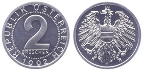 2. Republik 1945 - heute
 2 Groschen 1992 Wien hgh