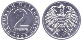 2. Republik 1945 - heute
 2 Groschen 1993 Wien hgh