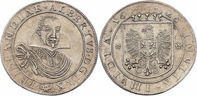 Wallenstein Albrecht von Wallenstein 1623-1634
 Taler 1626 spätere Sammleranfertigung ( Zinn ), Mzst. Jicin. Mmz. Sonne (Georg Reich). 21,38g. vergl....