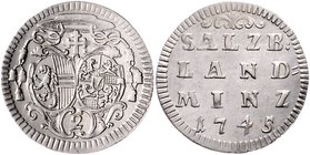 Salzburg - Erzbistum Jakob Ernst Graf Liechtenstein 1745 - 1747
 1/2 Landbatzen 1745 Salzburg. 1,01g. HZ 2819 stgl