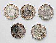 Brasilien Diverse
 Lot 5 Stück, 2x 500 Reis 1856/1867/1889, 2x 1000 Reis 1907/1913 A. ss/ss+