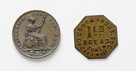 Großbritannien / England
 Lot 2 Stück, Penny 1827 und Brot Token o.J. ss