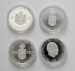 Liechtenstein
 Lot 4 Stück 10 Francs 1988/90 50 Jahre Liechtenstein in Silber PP
