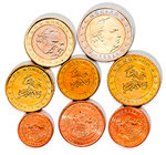 Monaco
 Lot 8 Stück Satz Euro-Münzen, offen, 1 Cent bis 2 Euro 2001 stgl