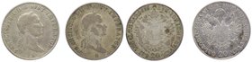Kaisertum Österreich Franz I. 1804 - 1835
 Lot 2 Stück 20 Kreuzer. 1832 A, 1835 B s/ss