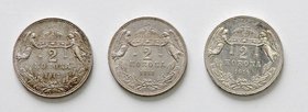Kaisertum Österreich Franz Joseph I. 1848 - 1916
 Lot 3 Stück 2 Kronen 1912, 13, 14 alle KB. vz