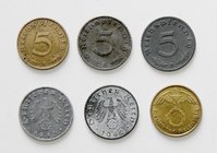 im 3. Reich
 Lot 6 Stück 5 Reichspfennig mit 1943 B für Wien. ss