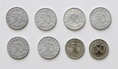 2. Republik 1945 - heute
 Lot 8 Stück 50 Reichspfennig 1939 - 1944, komplett. ss - f.stgl