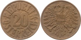 2. Republik 1945 - heute
 Lot 17 Stück 20 Groschen. 1950-1954, a. 22mm, a. 4,5g, J. 453 vz/stgl
