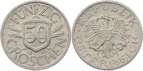 2. Republik 1945 - heute
 Lot 18 Stück 50 Groschen. Wien. 1946-1955, Lot 18 Stk., 22mm, 1,4g, J. 454 vz