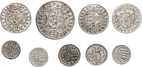 Münzen Geistlichkeit Erzbistum Salzburg
 Lot 9 Stück. Batzen, 1/2 Batzen, Pfennig von Franz Anton von Harrach vz/stgl