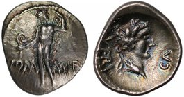 Regni and Atrebates, Verica (10-40 A.D.), silver Unit, “Verica Tiberius” variety, naked male holding a curved wand in lower hand, bunch of grapes in r...