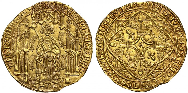 Edward the Black Prince (1362-72), gold Noble Guyennois à l’E or Pavillon d'Or, ...