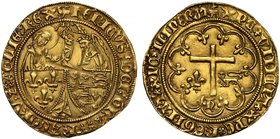 Henry VI, King of England and France (1422-53), gold Salut d'Or, Amiens Mint, second issue from 6th September 1423, standing figures of Virgin Mary an...