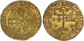 Henry VI, King of England and France (1422-53), gold Salut d'Or, St Lô Mint, second issue from 6th September 1423, standing figures of Virgin Mary and...
