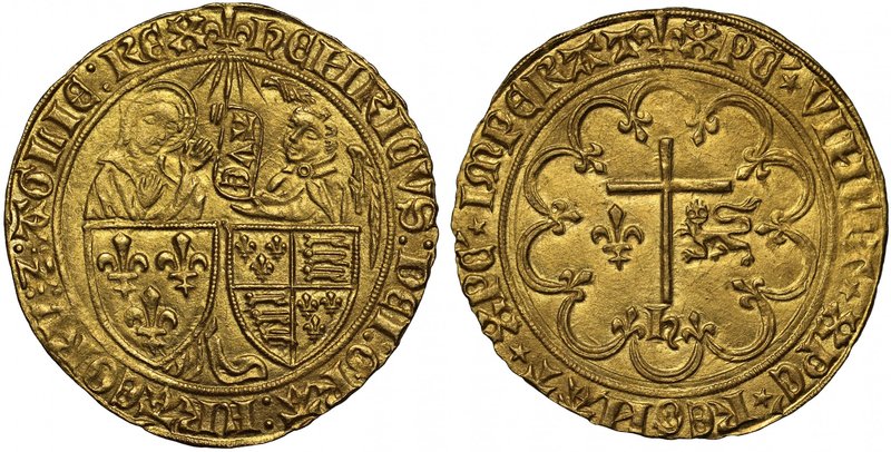 Henry VI, King of England and France (1422-53), gold Salut d'Or, St Lô Mint, sec...