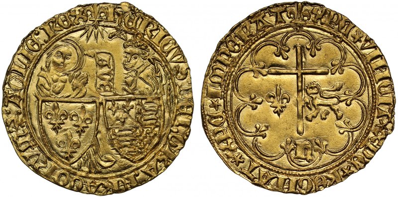 Henry VI, King of England and France (1422-53), gold Salut d'Or, St Lô Mint, sec...