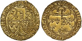 Henry VI, King of England and France (1422-53), gold Salut d'Or, St Lô Mint, second issue from 6th September 1423, standing figures of Virgin Mary and...