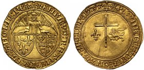 Extremely Rare Angelot D’Or of King Henry VI Struck at St Lô

Henry VI, King of England and France (1422-53), gold Angelot d'Or, St Lô Mint (issued ...