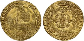 Edward III (1327-77), gold Noble of Six Shillings and Eight Pence, Tower Mint London, Treaty Period (1361-69), Group b, King standing in ship with upr...