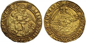 Henry VIII (1509-47), fine gold Angel of Six Shillings and Eight Pence, first coinage (1509-26), St Michael slaying dragon, halo breaks inner beaded c...