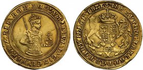 Edward VI (1547-53), gold Sovereign of Twenty Shillings, struck in 22 carat gold, third period (1550-53), Tower I Mint, half-length, crowned armoured ...