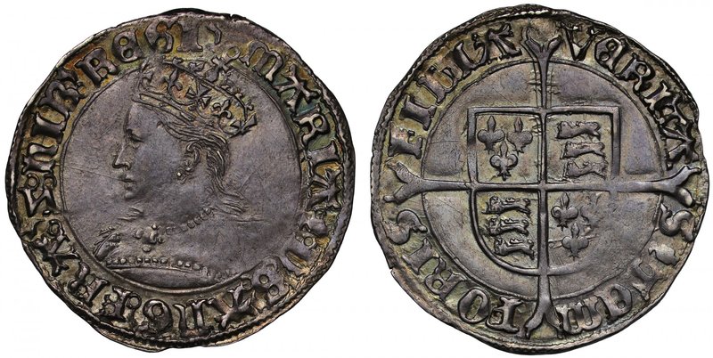 Mary (1553-54), silver Groat, crowned bust of Queen left, mint mark pomegranate ...