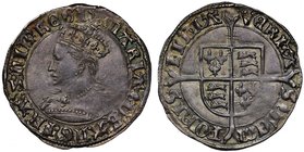 Mary (1553-54), silver Groat, crowned bust of Queen left, mint mark pomegranate both sides, legend with annulet stops surrounding, MARIAo+o Do Go ANGo...