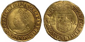 Elizabeth I (1588-1603), gold Half-Pound of Ten Shillings, second issue (1560-61), struck in 22 carat “crown” gold, crowned bust left within beaded in...