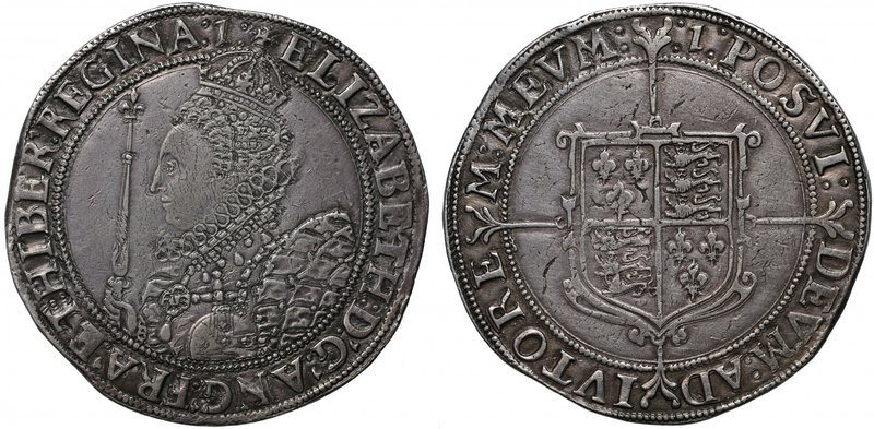 Extremely Rare Obverse Die Variety of the Queen Elizabeth I Crown Unknown to Coo...