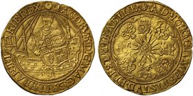 Very Rare Gold “Ship” Ryal of Fifteen Shillings of King James I

James I (1603-25), fine gold Spur-Ryal of Fifteen Shillings, second coinage (1604-1...