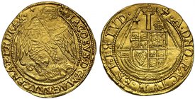 Very Rare Unpierced Example of the Gold Angel of King James I

James I (1603-25), fine gold Angel of Eleven Shillings, second coinage (1604-19), St ...