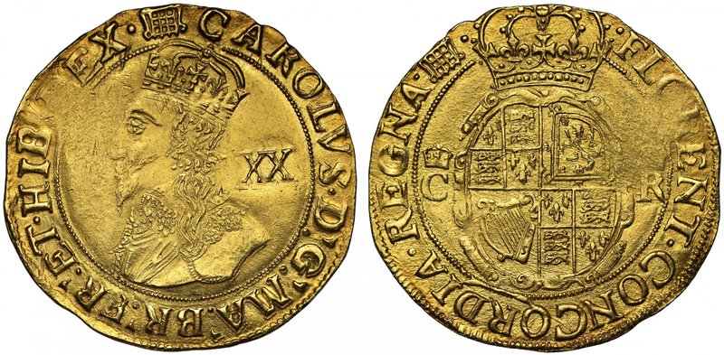 Charles I (1625-49), “crown” gold Unite of Twenty Shillings, Tower Mint, group D...