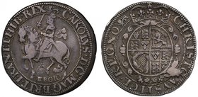 Charles I (1625-49), silver Halfcrown of Two Shillings and Sixpence, York Mint, type 7, armoured King on horseback left, with sword and flowing scarf,...