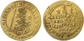 Extremely Rare Charles I Smaller Module Gold Triple Unite of 1644

Charles I (1625-49), gold Triple Unite of Three Pounds, 1644, Oxford Mint, struck...