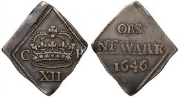 Charles I (1625-49), silver Newark siege Shilling of Twelve Pence, dated 1646, Royal crown, C to left, R to right, denomination XII below in Roman num...