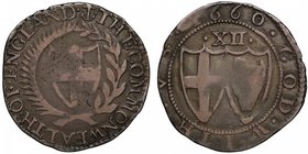 Commonwealth (1649-60), silver Shilling, 1660, English shield within laurel and palm branch, legends in English language, initial mark anchor, .THE. C...