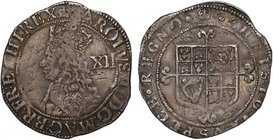 Charles II (1660-85), silver Shilling, third hammered issue (1661-62), crowned bust left, value XII in field behind, legend and toothed borders surrou...