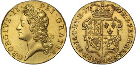 George II (1727-60), gold Five Guineas, 1741, the 4 struck over a 3 in date, young laureate head left, GEORGIVS.II. DEI.GRATIA., rev. crowned quartere...