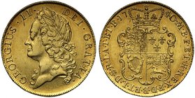 George II (1727-60), gold Two Guineas, 1740, 40 struck over 39, laureate head left, Latin legend and toothed border surrounding, GEORGIVS. II. DEI. GR...