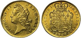 George II (1727-60), gold Guinea, 1731, second young laureate head left, legend small lettering both sides of coin, GEORGIVS.II. DEI.GRATIA., rev. sec...