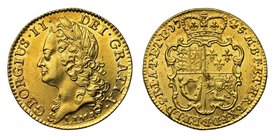 Struck from “Lima” Gold Treasure, the 1745 Gold Guinea

George II (1727-60), gold Guinea, 1745, LIMA. below intermediate laureate head left, legend ...