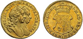 Superb Gold Half-Guinea Dated 1691 of William and Mary, ex Norweb Collection

William and Mary (1688-94), gold Half Guinea, 1691, second conjoined b...