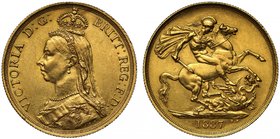 g Victoria (1837-1901), gold Two Pounds, 1887, Jubilee type crowned bust left, J.E.B. initials on truncation, legend surrounding, VICTORIA D: G: BRITT...