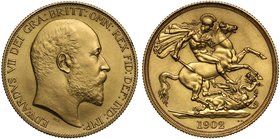 g Edward VII (1901-1910), Matt Proof gold Two Pounds, 1902, Coronation year, bare head right, De S. below truncation for engraver George W De Saulles,...