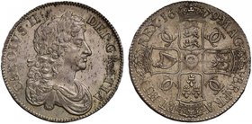Charles II (1660-85), silver Crown, 1679, third laureate and draped bust right, legend and toothed border surrounding, CAROLVS. II. DEI. GRATIA, rev. ...